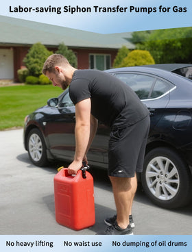 Safetect pump in use refueling a lawn mower quickly and safely