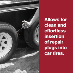 Safety Seal technician inserting a plug into a tire demonstrating practical repair