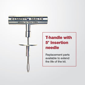 Safety Seal spiral probe close detail for cleaning punctures and improving plug hold