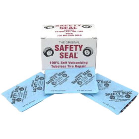 Safety Seal front packaging showing 60 blue tire repair plugs and compact box for easy storage