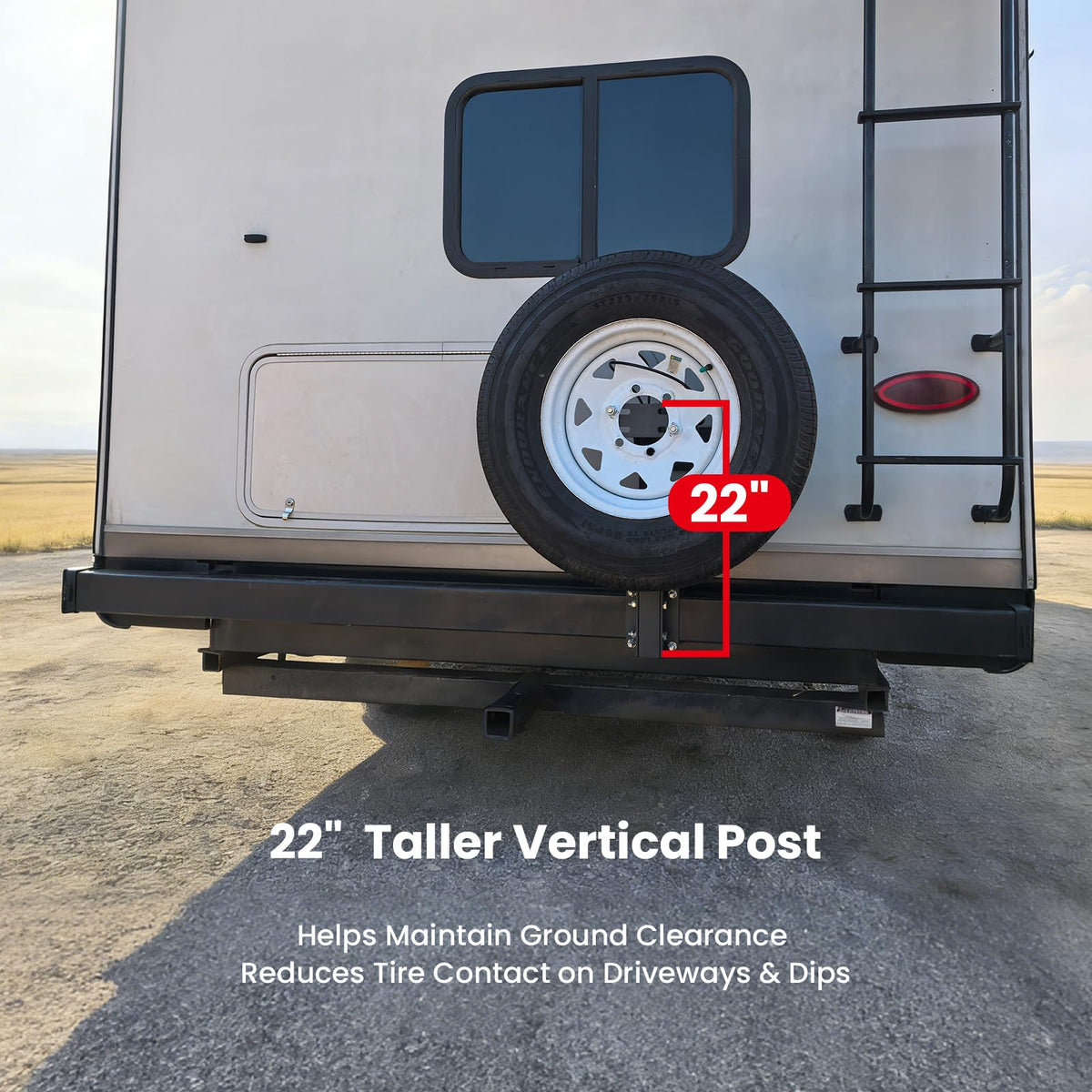Safoner 22-inch vertical post in situ raising tire for improved clearance