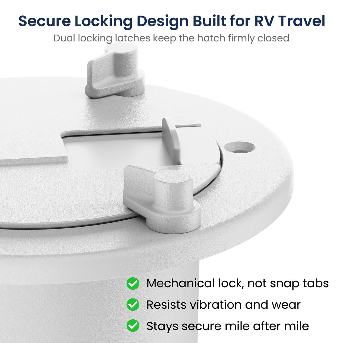 Safoner dual locking latches closed keeping the hatch securely sealed