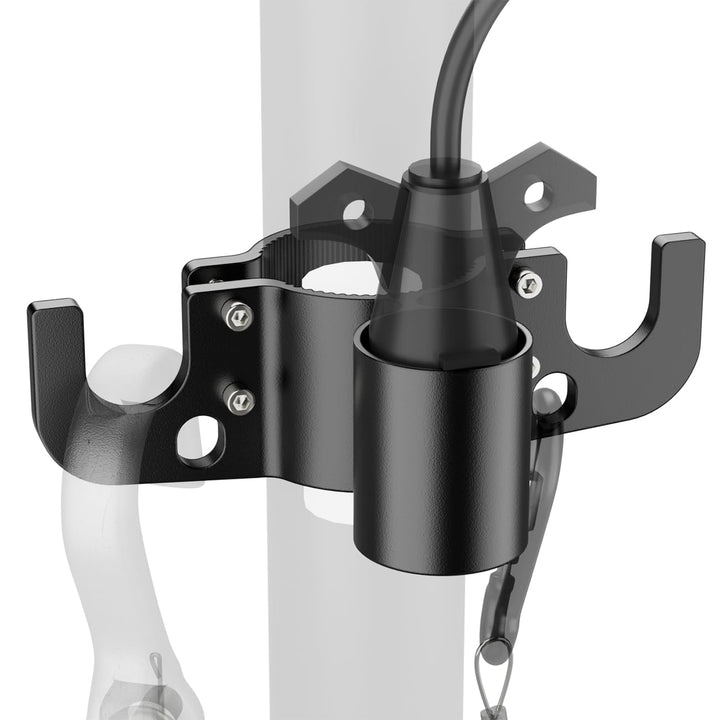 Safoner front-mounted holder on trailer jack protecting equipment