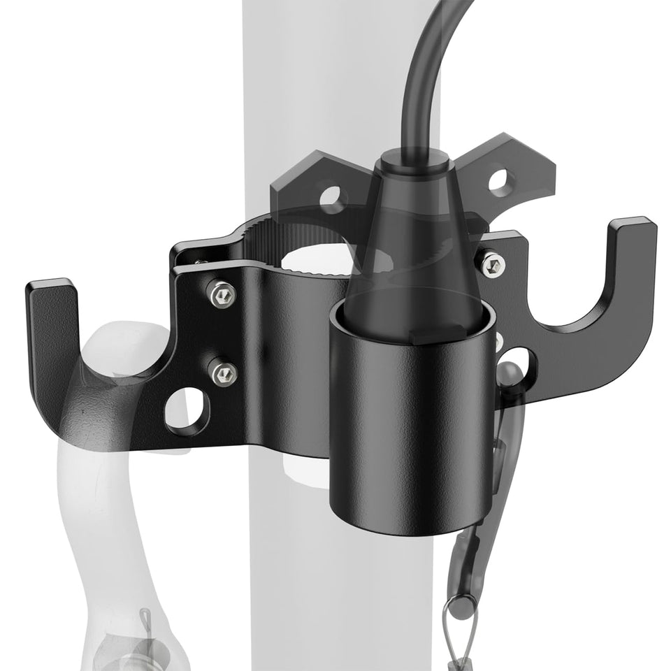 Safoner front-mounted holder on trailer jack protecting equipment