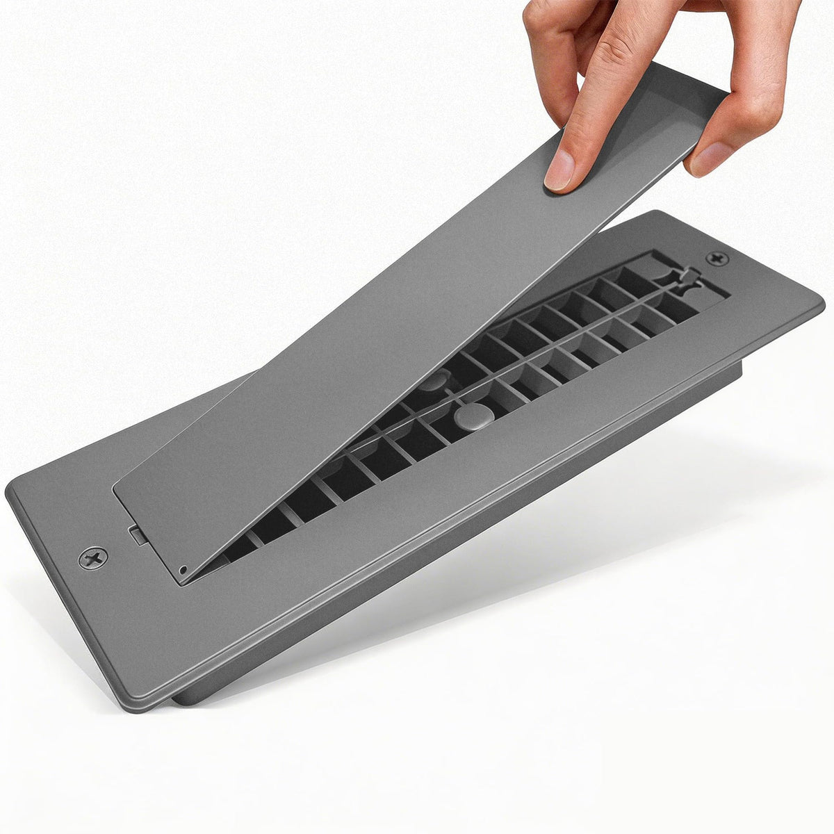 Safoner front view of aluminum register showing clean fit and durable design