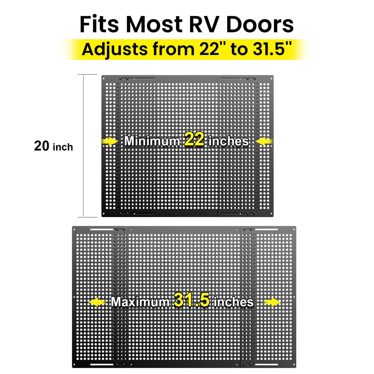 Safoner installed on RV door side profile providing screen reinforcement