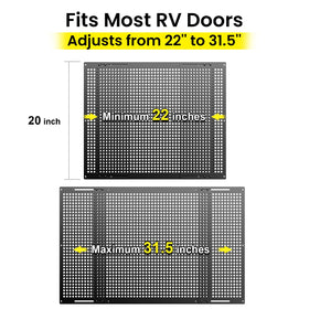 Safoner installed on RV door side profile providing screen reinforcement