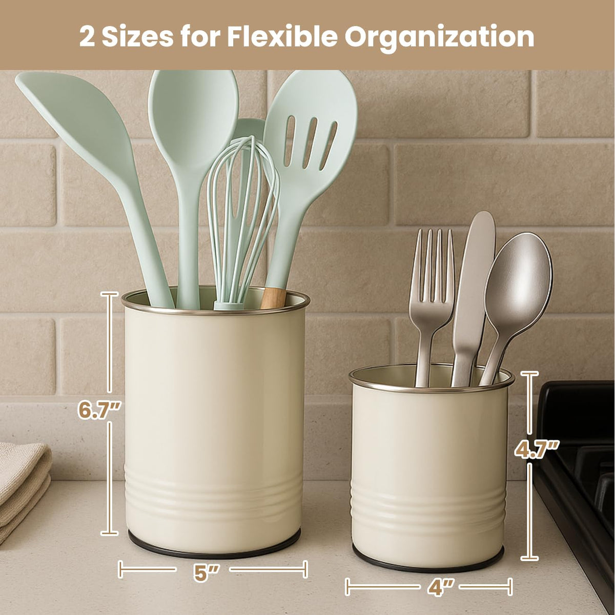 Safoner large holder filled with spatulas and ladles for quick access