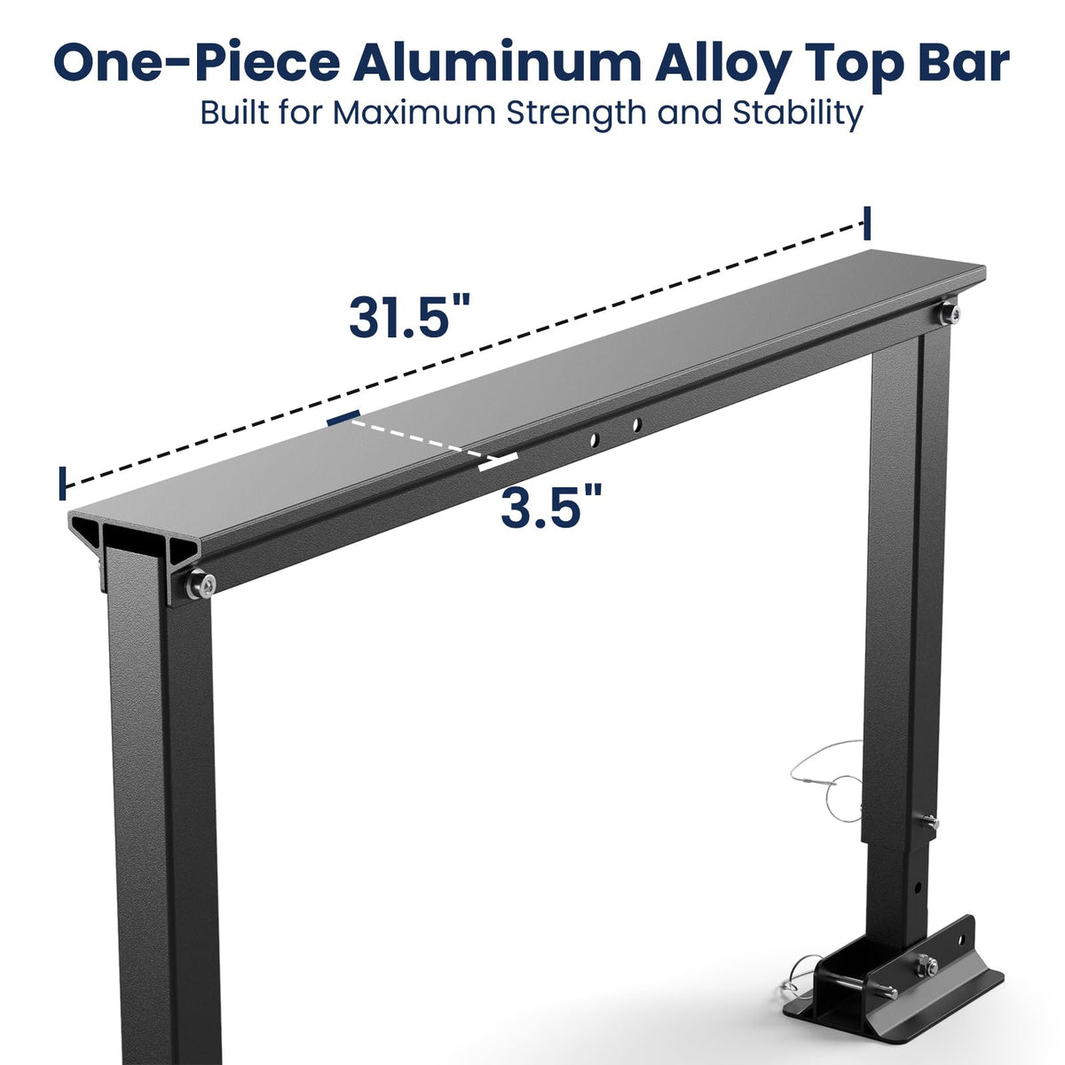 Safoner leg locking pin detail showing stainless steel pin for secure locking