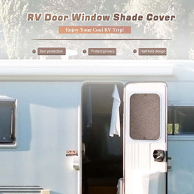 Safoner shade installed in camper interior showing cooler, private living space