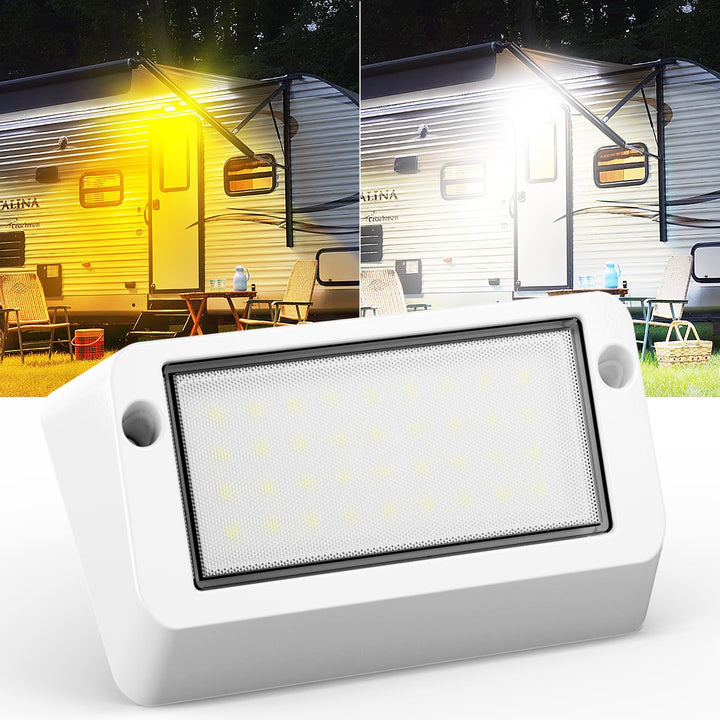 Safoner porch light front view showing compact profile and bright output