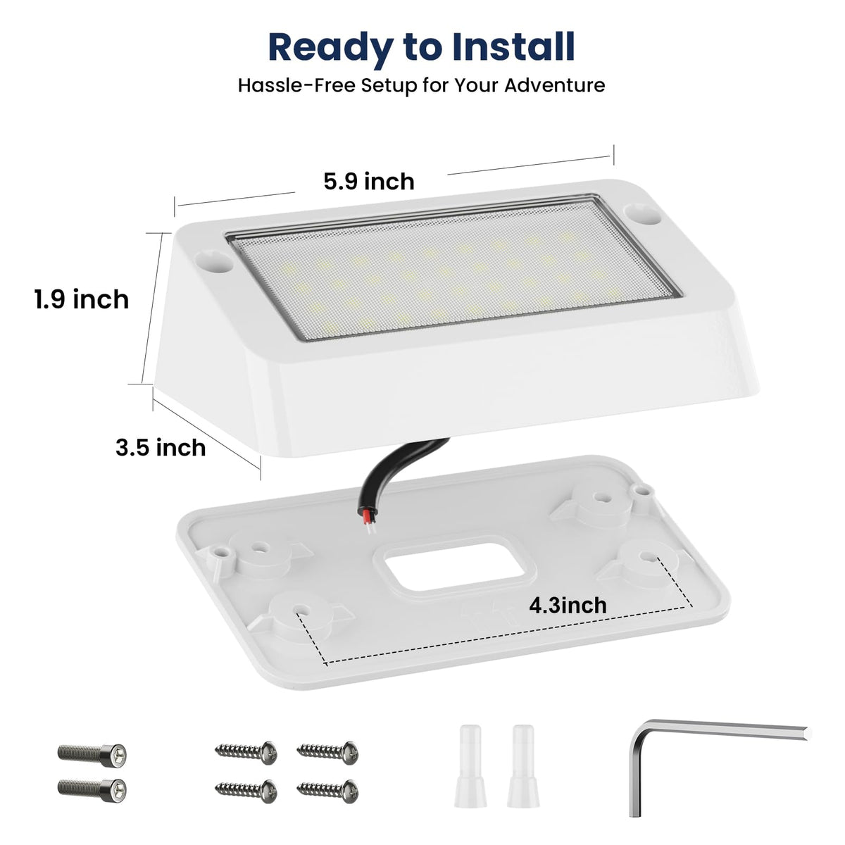 Safoner porch light next to a hand showing compact size and easy installation