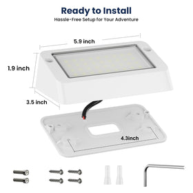 Safoner porch light next to a hand showing compact size and easy installation