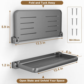 Safoner shelf supporting coffee and phone offering convenient access while camping