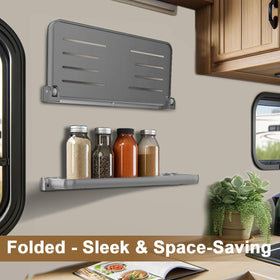 Safoner shelf holding phone and drink offering handy reachable storage