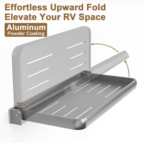 Safoner shelf next to hand showing compact size and easy access