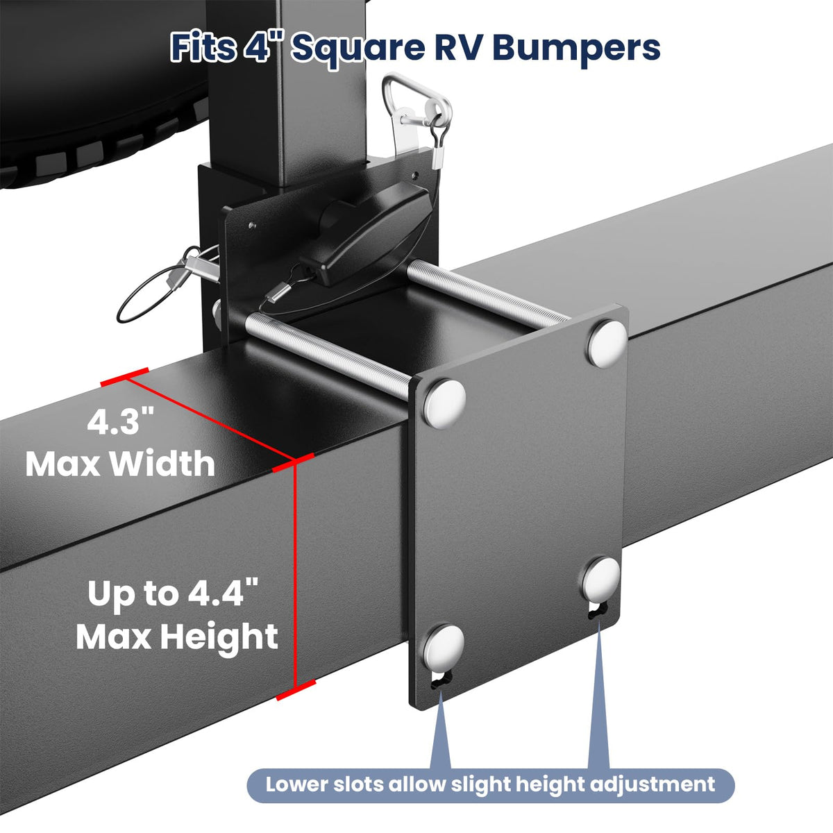 Safoner wheel mounted showing clearance from bumper to prevent scraping