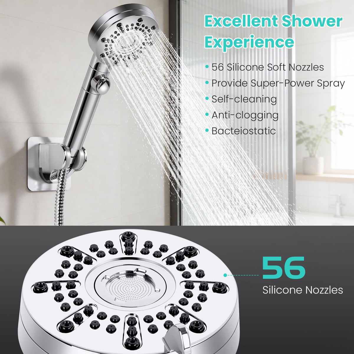 Saidrip mounted bracket demonstrating five-position angle adjustment for comfortable showering