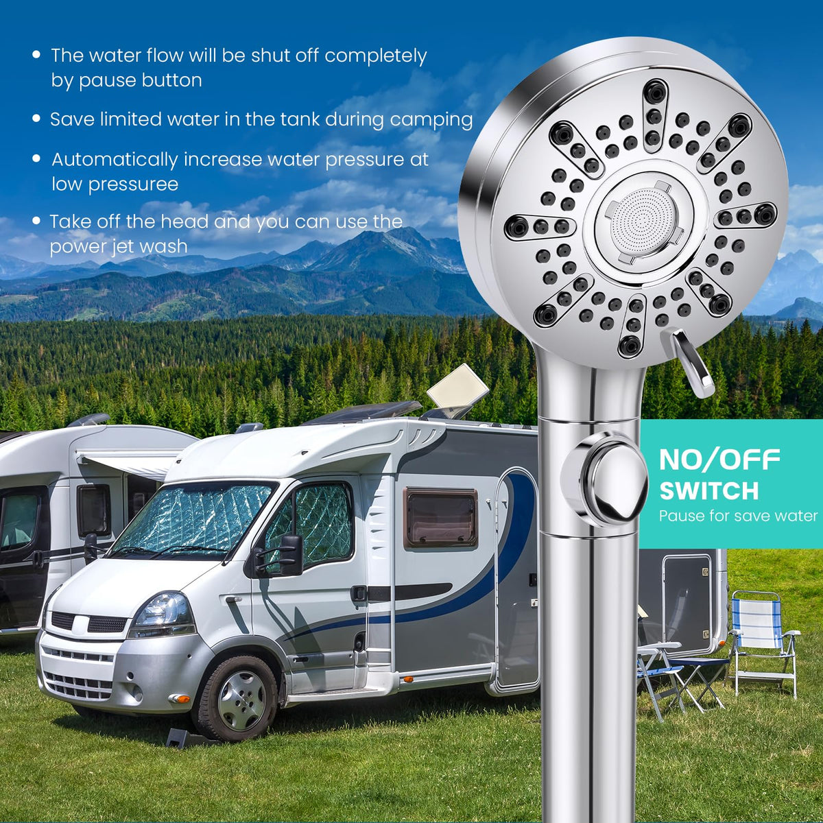 Saidrip shower head power-jet spray in use rinsing a bathtub quickly and reducing water use