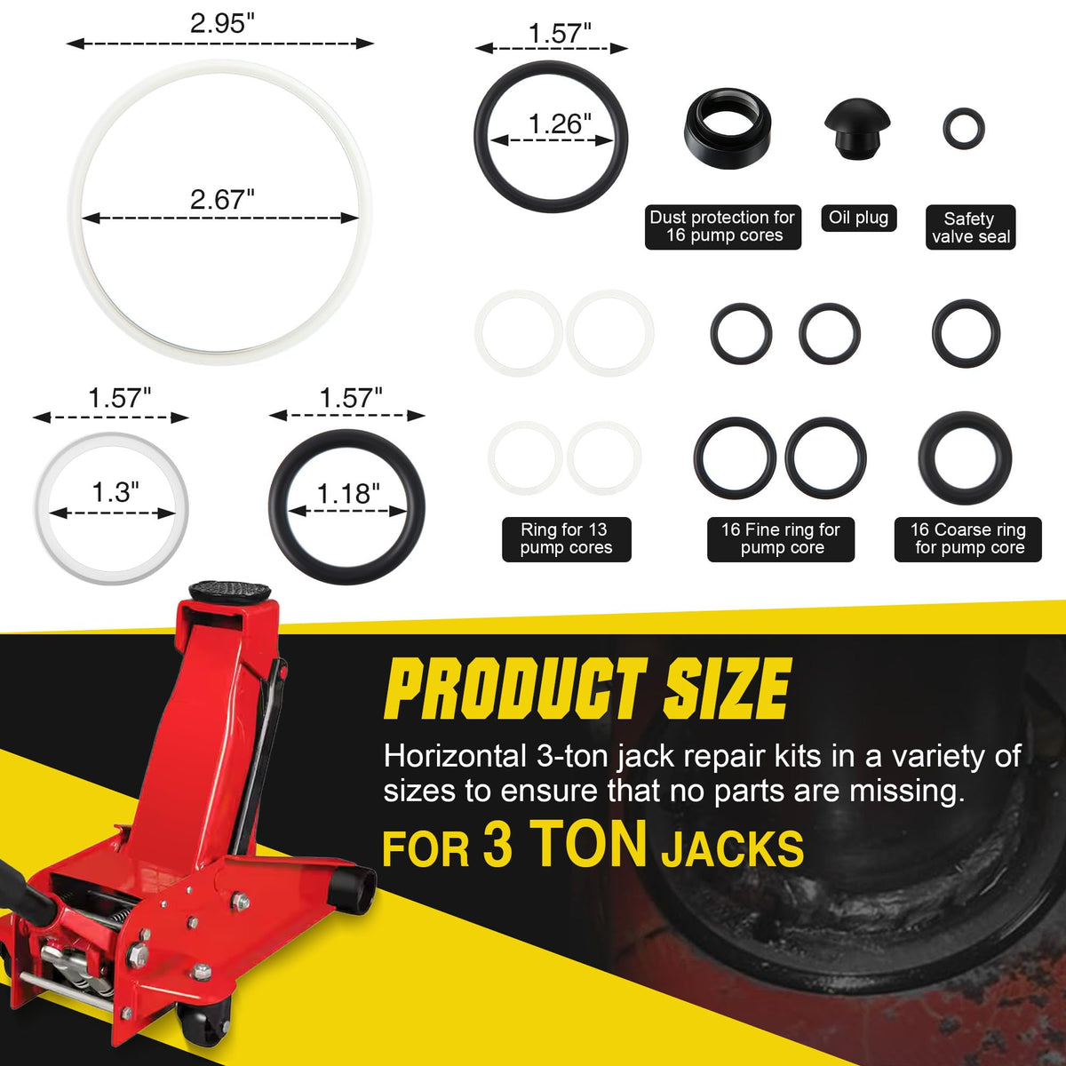 Saillong 17-piece seal kit arranged to display included O-rings and retainers