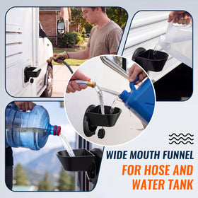Saillong funnel being filled from a jug highlighting splash-free pour