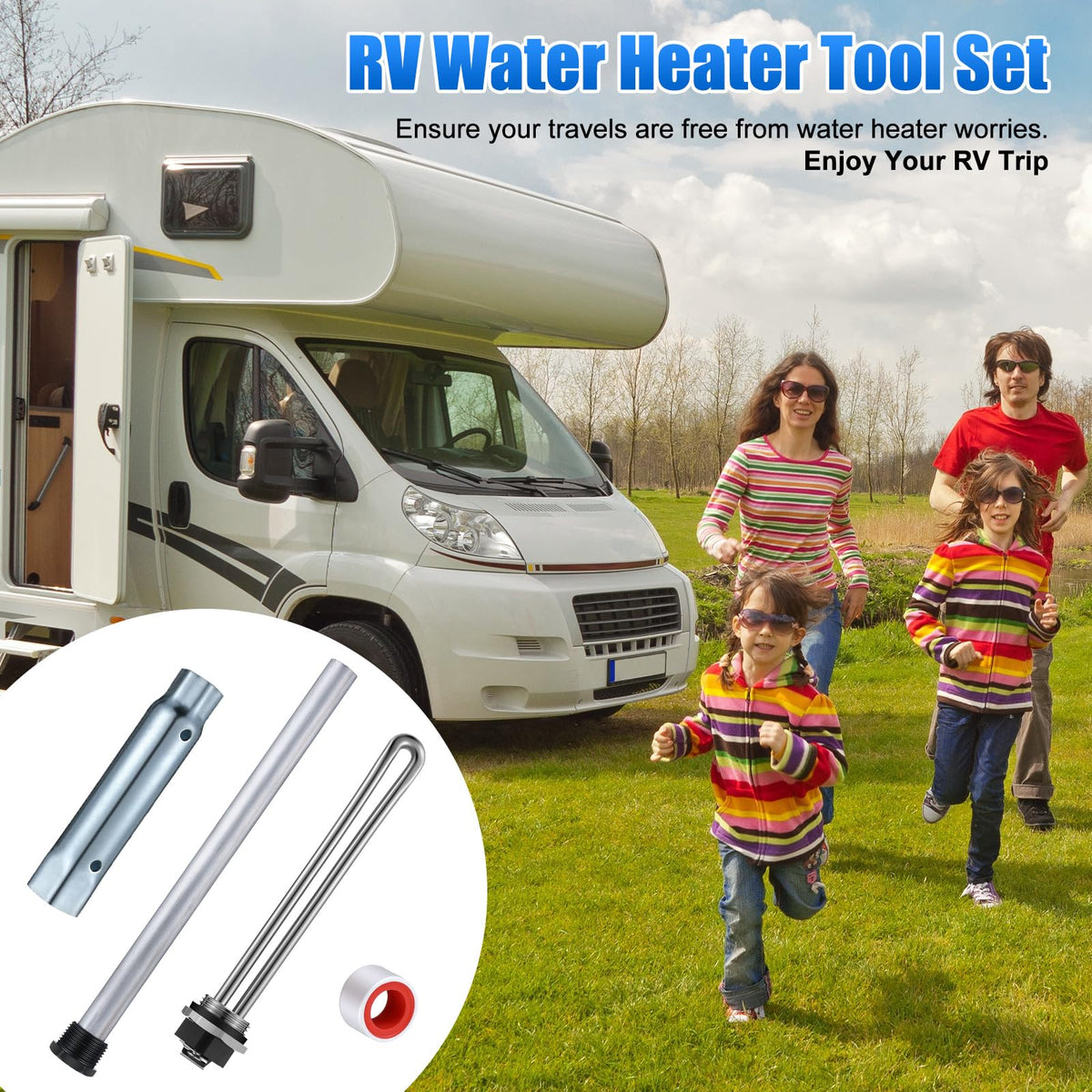 Saillong kit installed in RV water heater compartment for fast roadside repair
