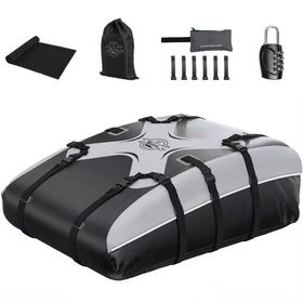 Sailnovo front view of rooftop cargo bag showing aerodynamic shape and logo for space saving