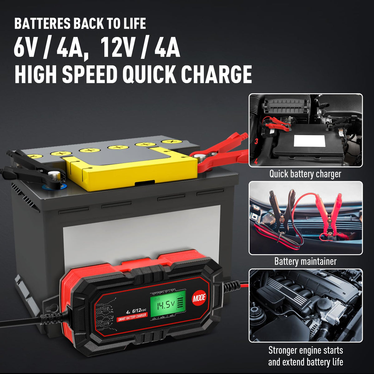 Sailnovo Sailvono connected to a motorcycle battery illustrating versatile vehicle compatibility