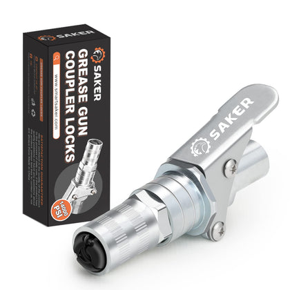 Saker coupler front view showing locking head and easy grip benefit
