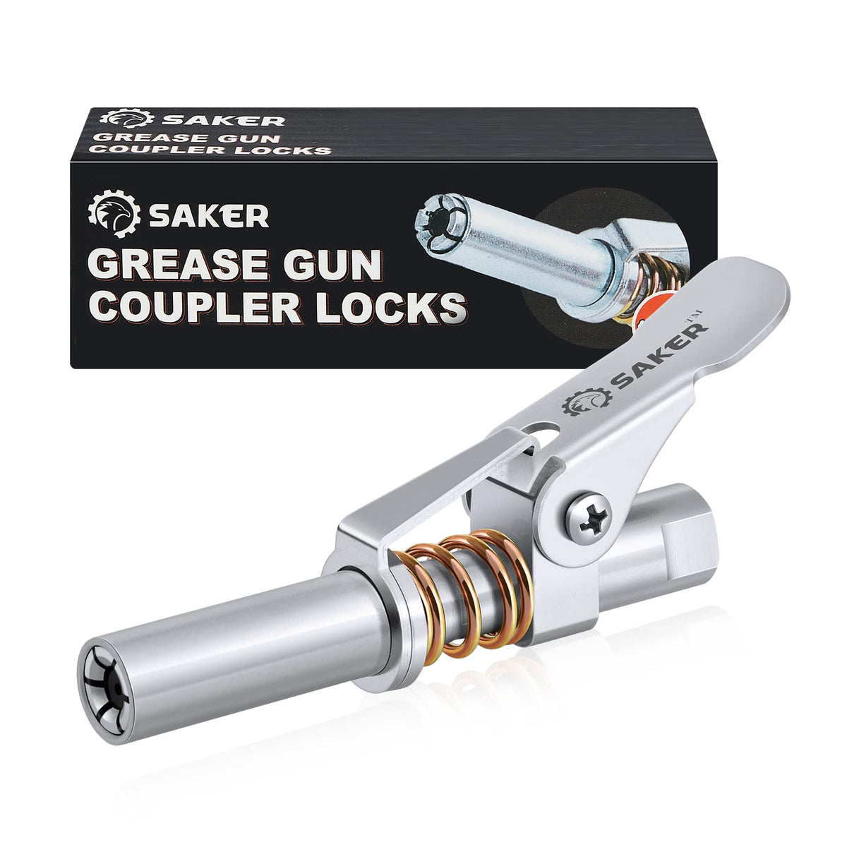 Saker coupler front view showing secure lock and benefit of reliable attachment
