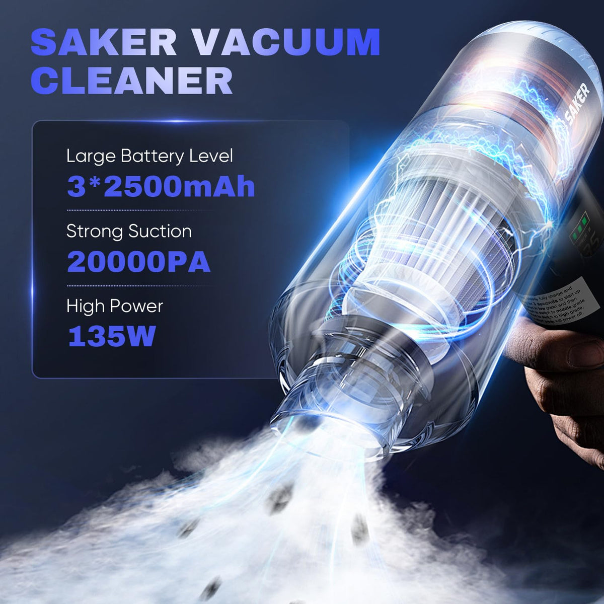 Saker HL157 digital display closeup showing battery and wind speed readout