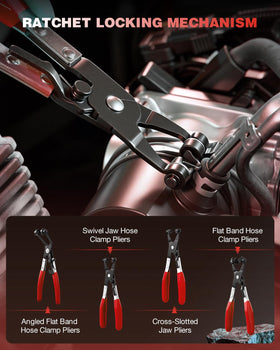 Saker pliers in engine bay demonstrating access to tight spaces