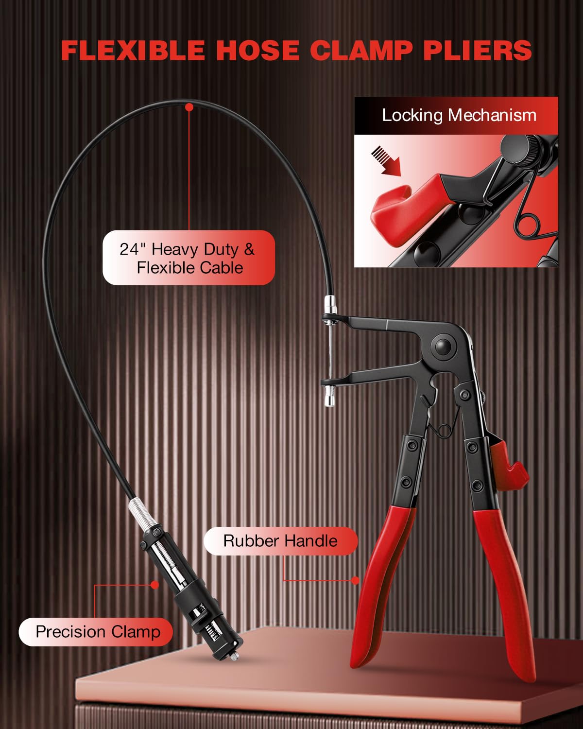 Saker locking mechanism detail showing ratchet lock for hands-free hold