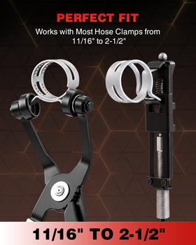 Saker long-reach pliers close-up reaching recessed hose clamps effectively
