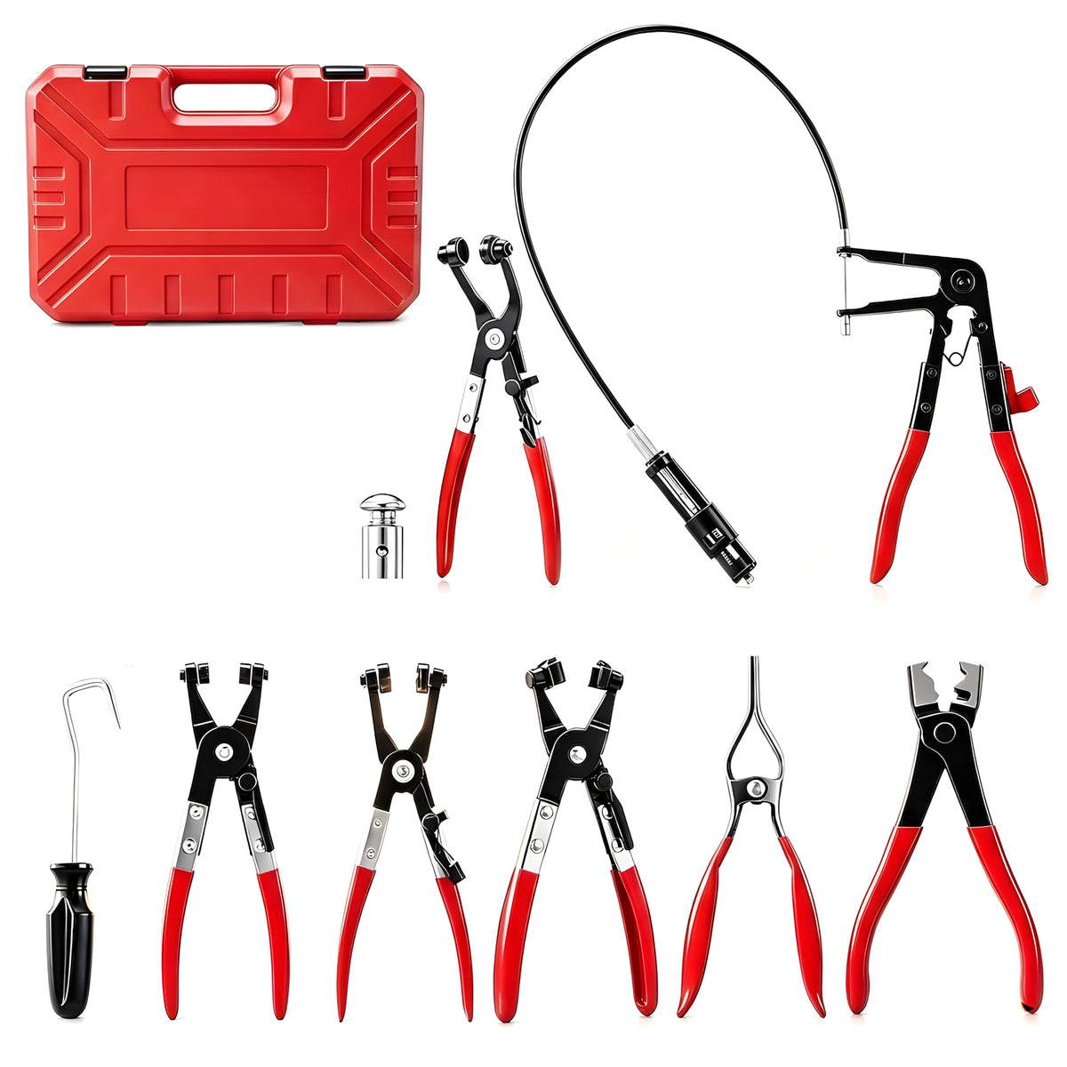 Saker toolkit overview showing all 9 pieces for quick clamp removal
