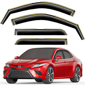 saleago front packaging showing complete Camry rain guards set and accessories, clear branding benefit