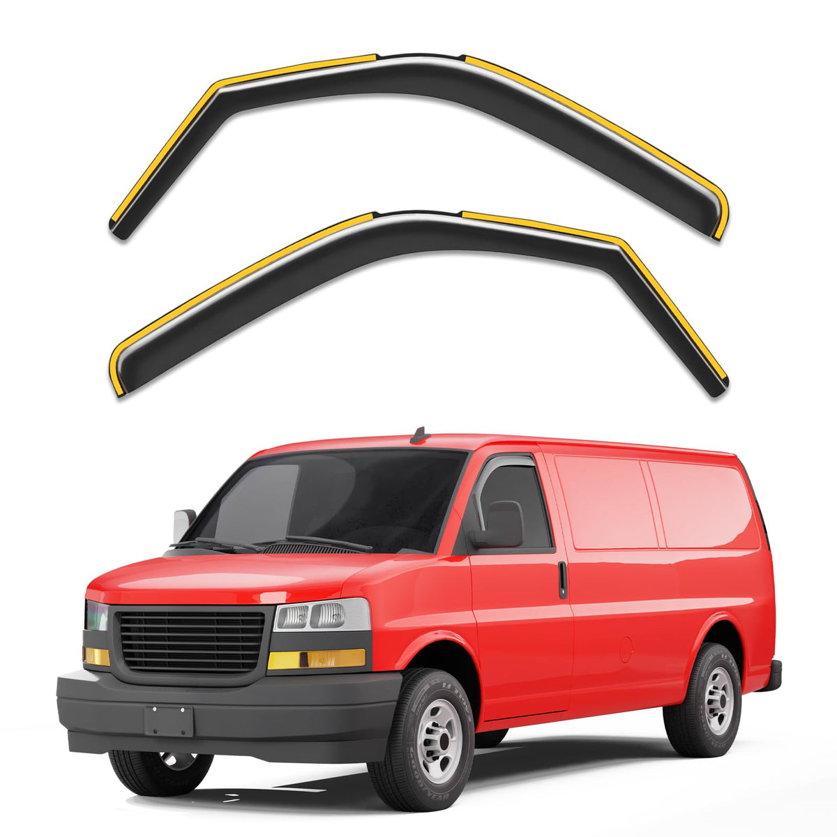 saleago front packaging showing fit for Chevy and GMC vans and easy identification