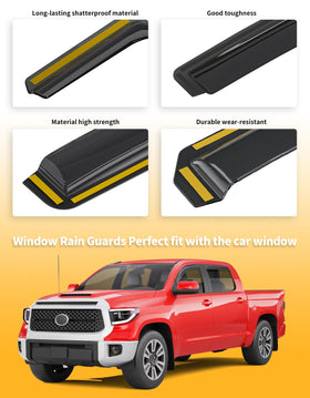 saleago Tundra parked in rain with windows cracked showing water protection