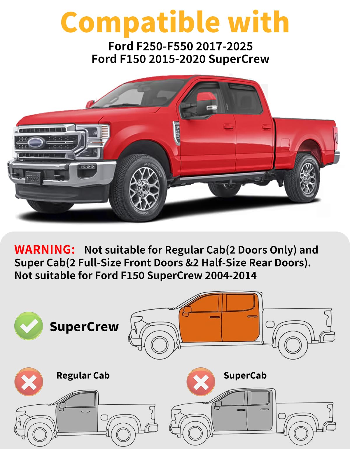 saleago visor on Super Duty passenger side illustrating secure fit and reduced road spray