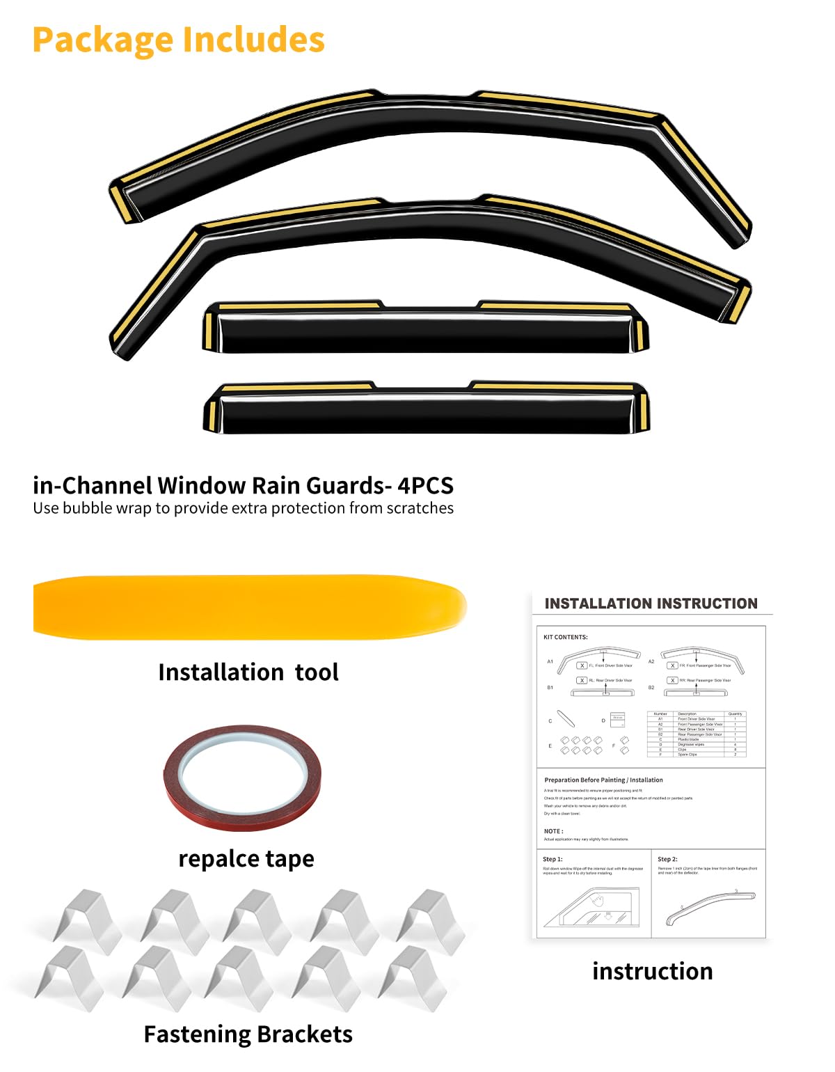 saleago retail packaging laid out with pieces and instructions for simple install