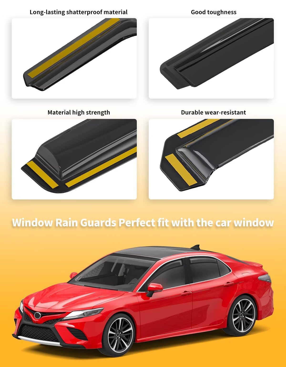 saleago rain guard next to ruler for scale highlighting exact-fit dimensions benefit