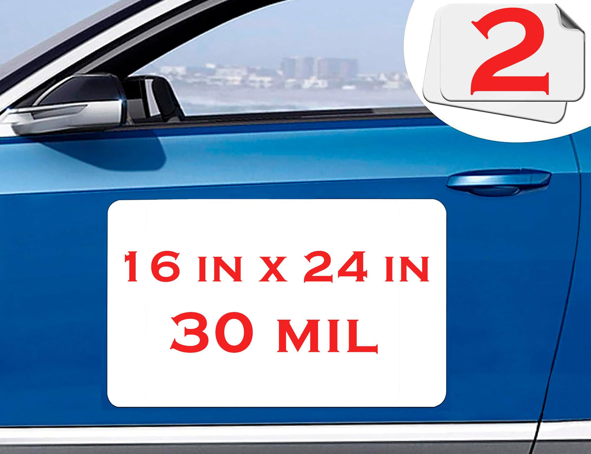 SALEX front-facing magnet sheet showing blank white printable surface and size benefit