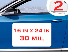 SALEX front-facing magnet sheet showing blank white printable surface and size benefit