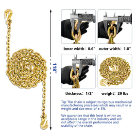 SALIFTFE close-up of chain links showing heat-treated manganese steel strength