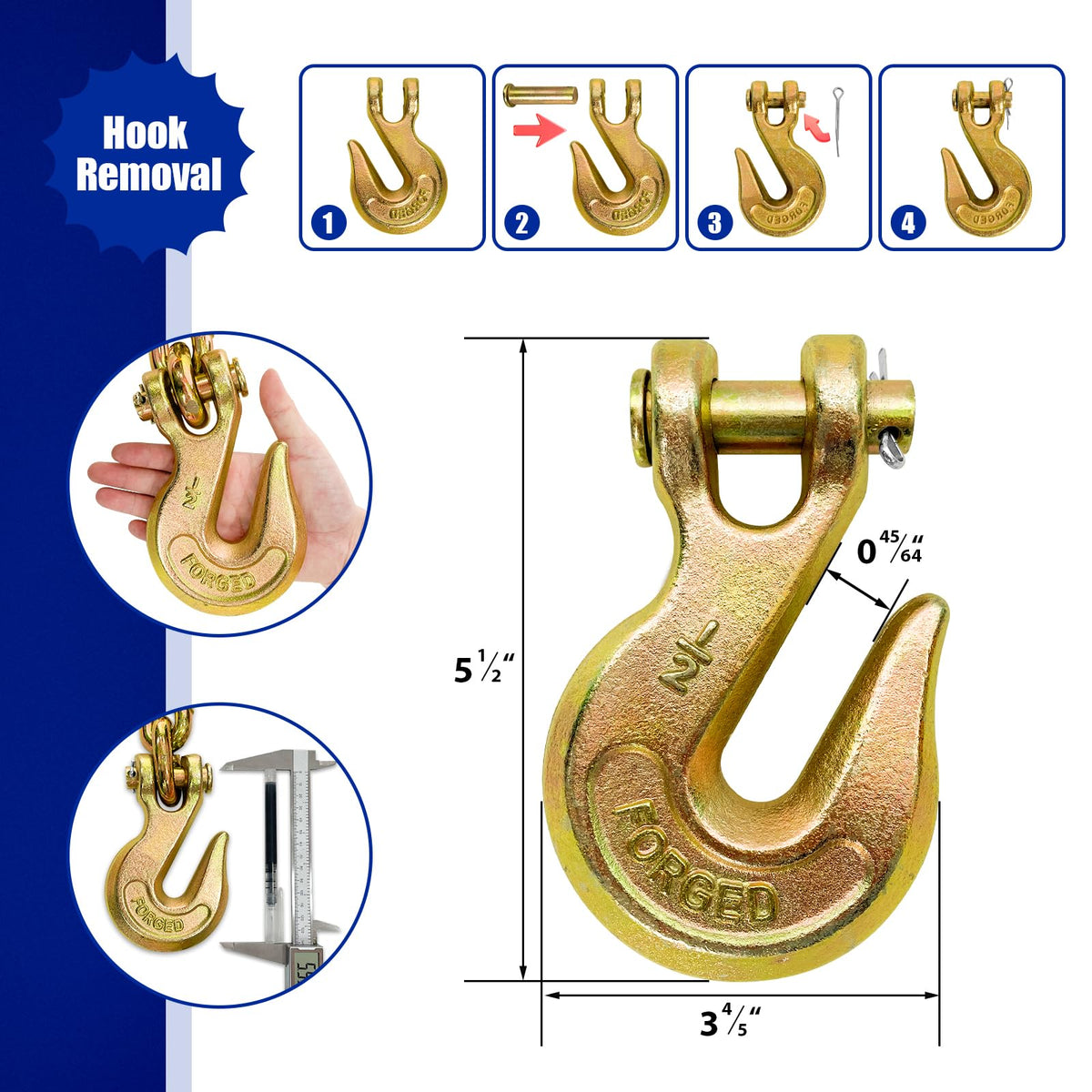 SALIFTFE forged G70 grab hook detail illustrating secure engagement benefit
