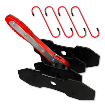 SALIFTFE kit front view showing plates, ratchet, and hangers for faster brake work
