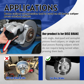 SALIFTFE tool compressing a car caliper piston showing safe, precise pad installation
