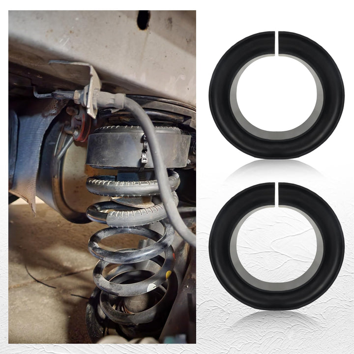 Salior front view of two coil spring spacers showing product and fit benefits