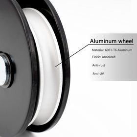 SALMAN close-up of aluminum sheave highlighting smooth surface for rope protection