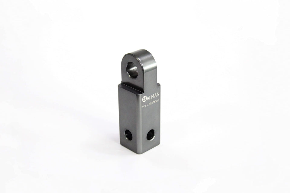 SALMAN front view of hitch receiver showing compact grey design and reliable attachment